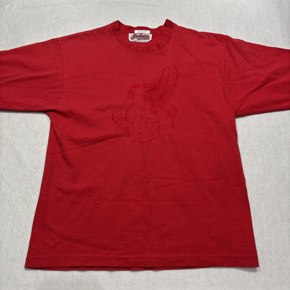 Cleveland Indians Shirt Authentic Indians Large. Vintage Red With Embroidery